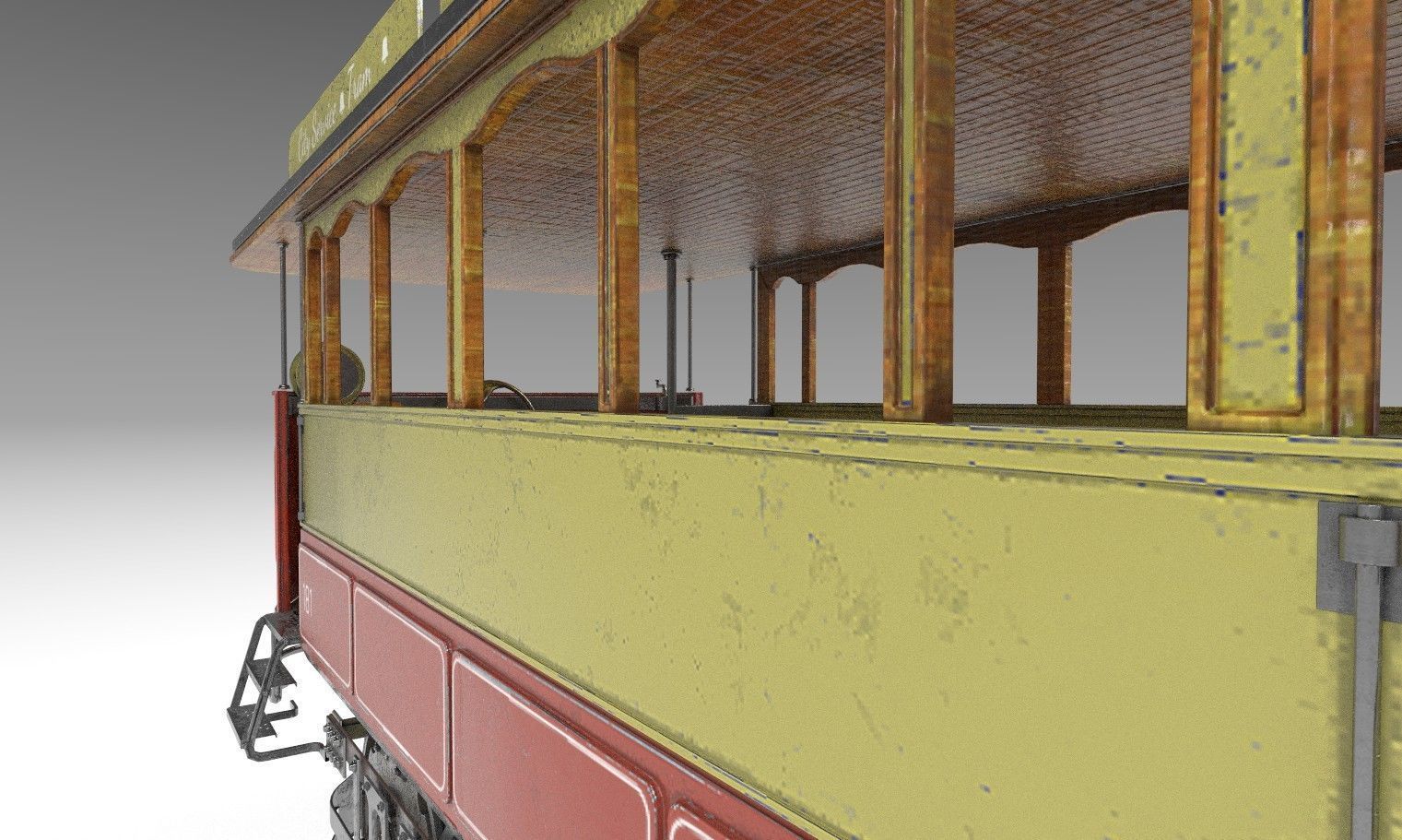 high detail tram with pbr textures 3D model_14