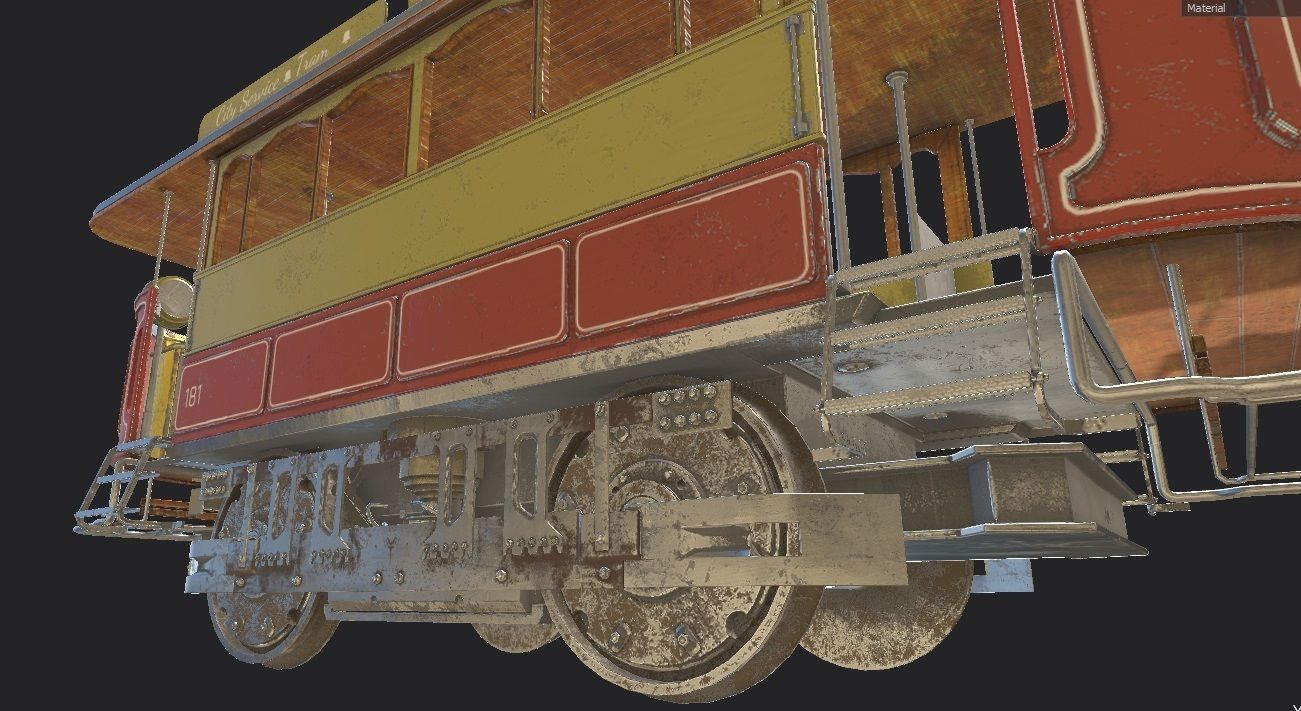 high detail tram with pbr textures 3D model_15