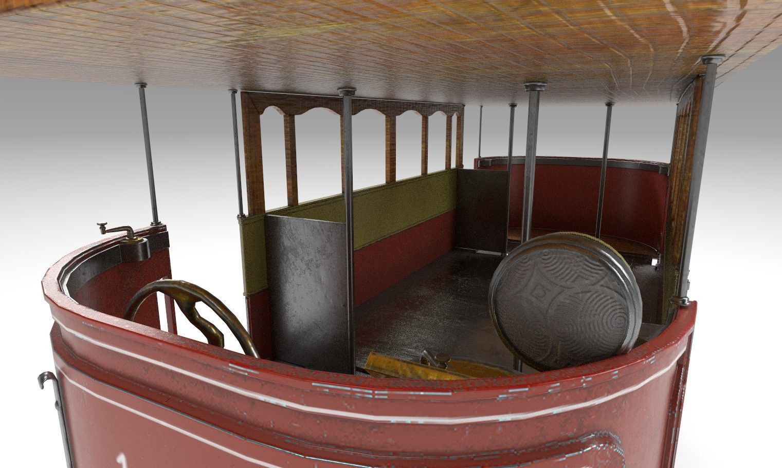 high detail tram with pbr textures 3D model_9