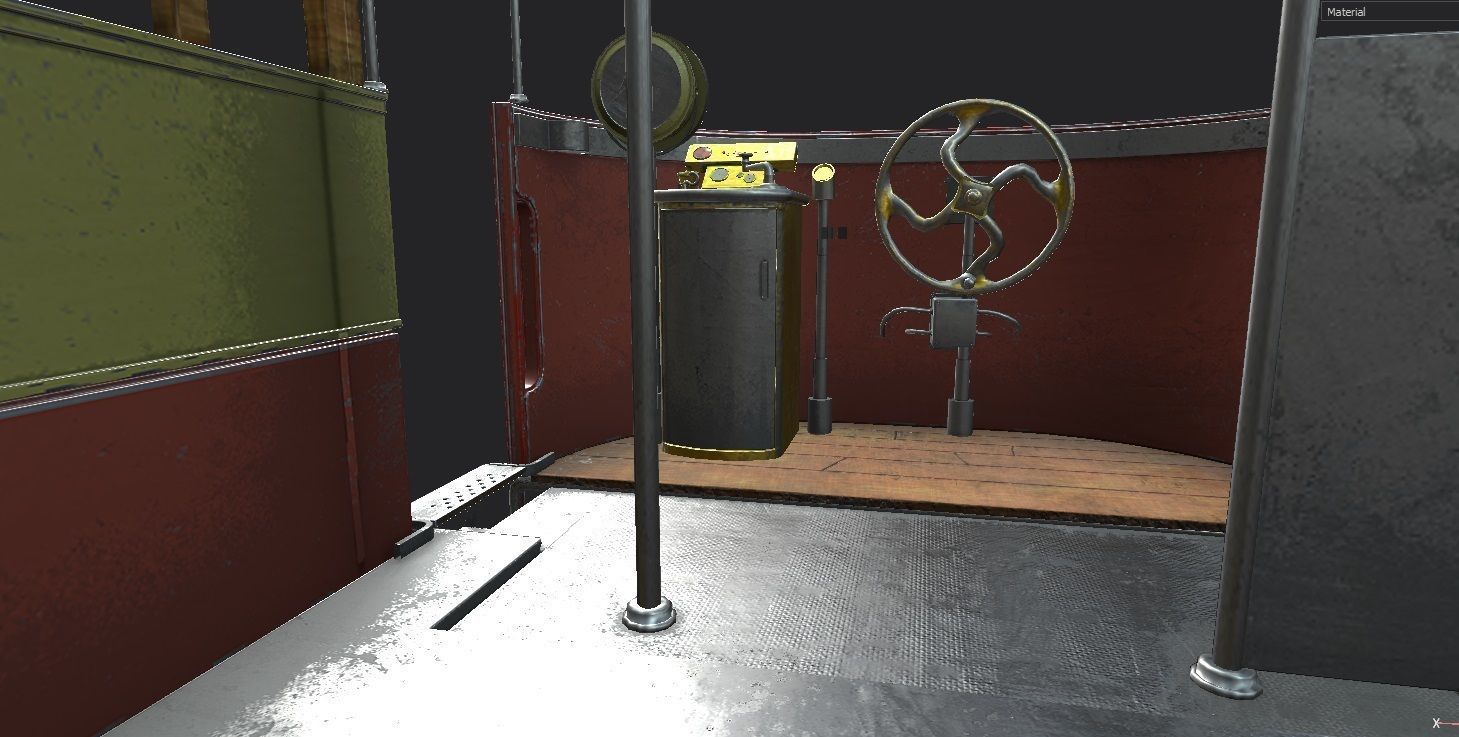 high detail tram with pbr textures 3D model_8