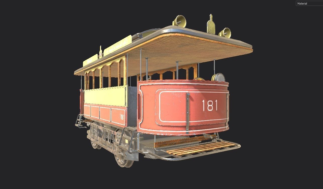 high detail tram with pbr textures 3D model_12