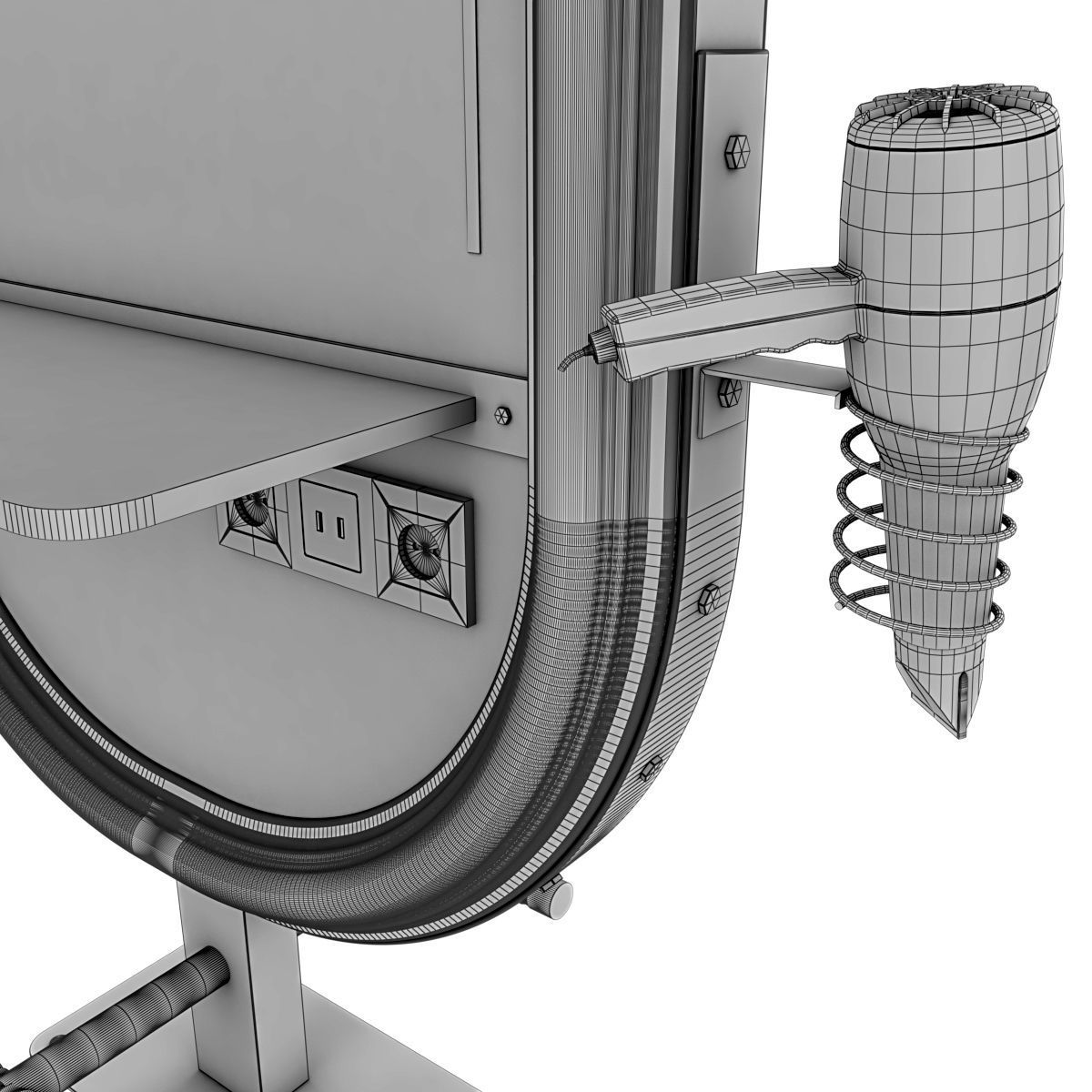 hairdresser table mirror pink green gold 3D model_50