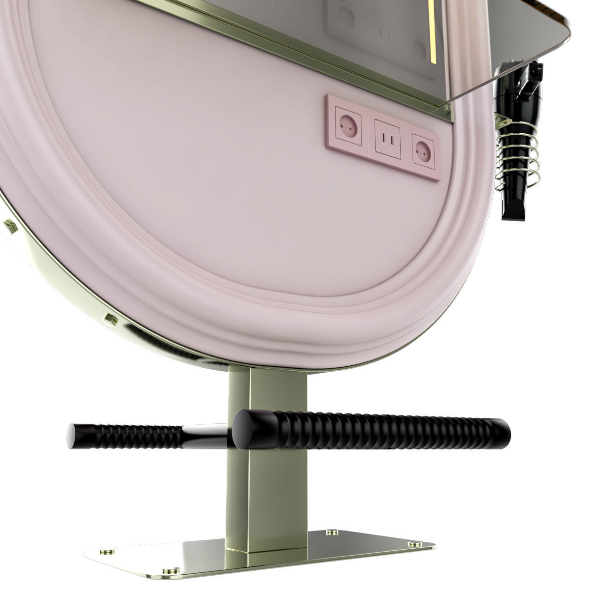 hairdresser table mirror pink green gold 3D model_4