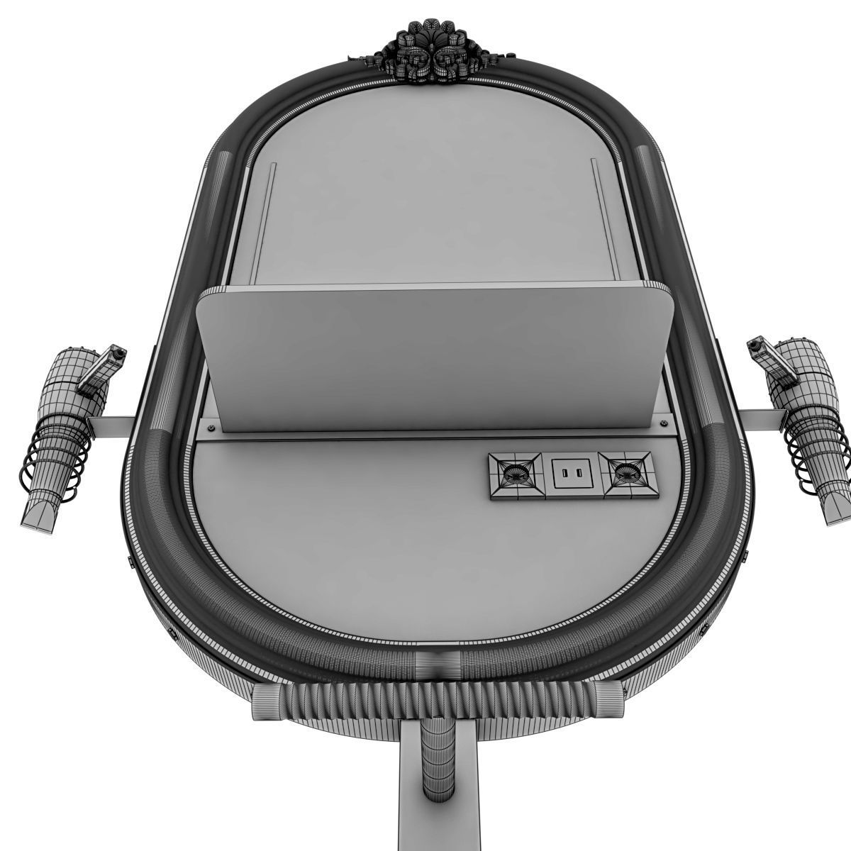 hairdresser table mirror pink green gold 3D model_16