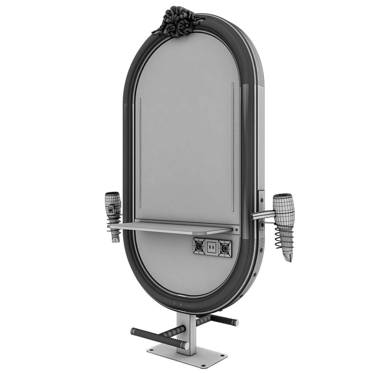 hairdresser table mirror pink green gold 3D model_13