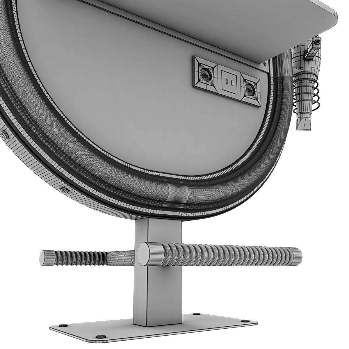 hairdresser table mirror pink green gold 3D model_17