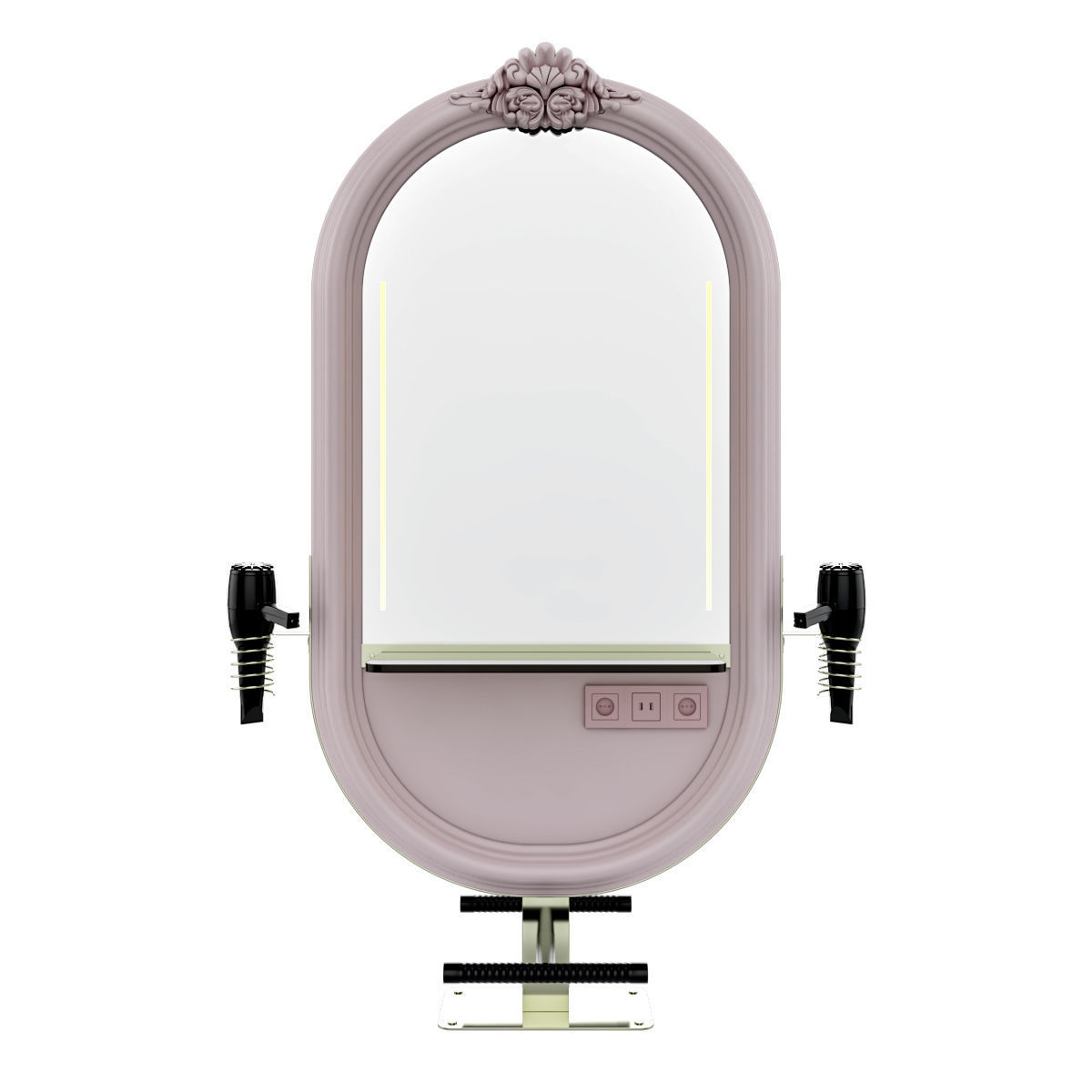 hairdresser table mirror pink green gold 3D model_54