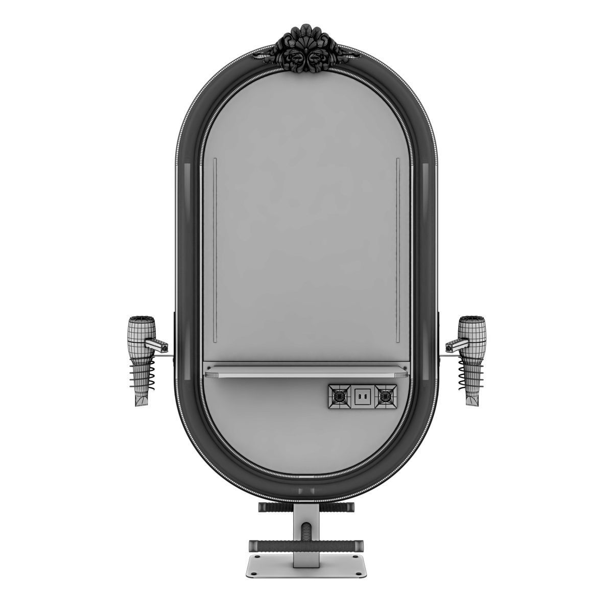 hairdresser table mirror pink green gold 3D model_12