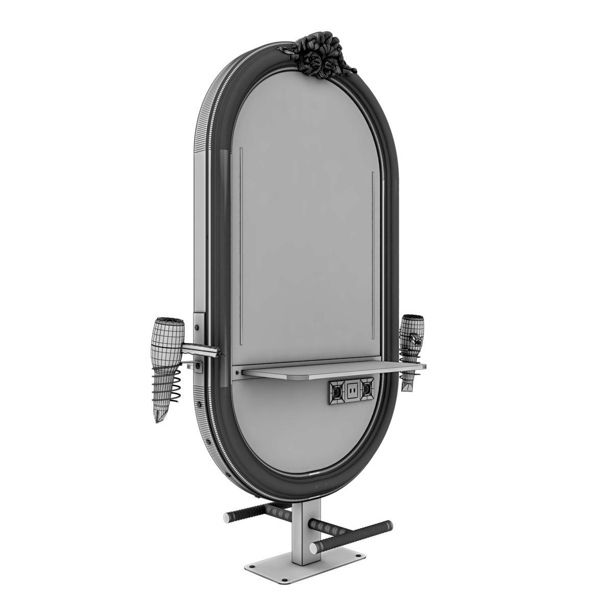 hairdresser table mirror pink green gold 3D model_41