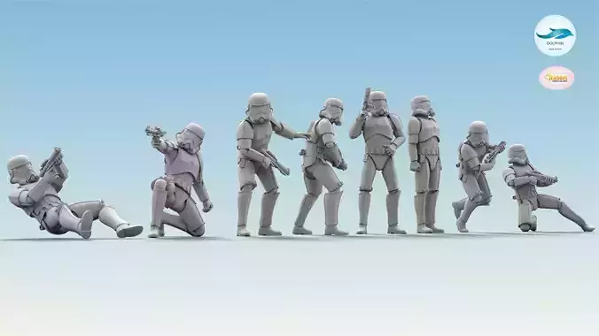 8 Figure Stormtrooper Printable Set-02 3D model