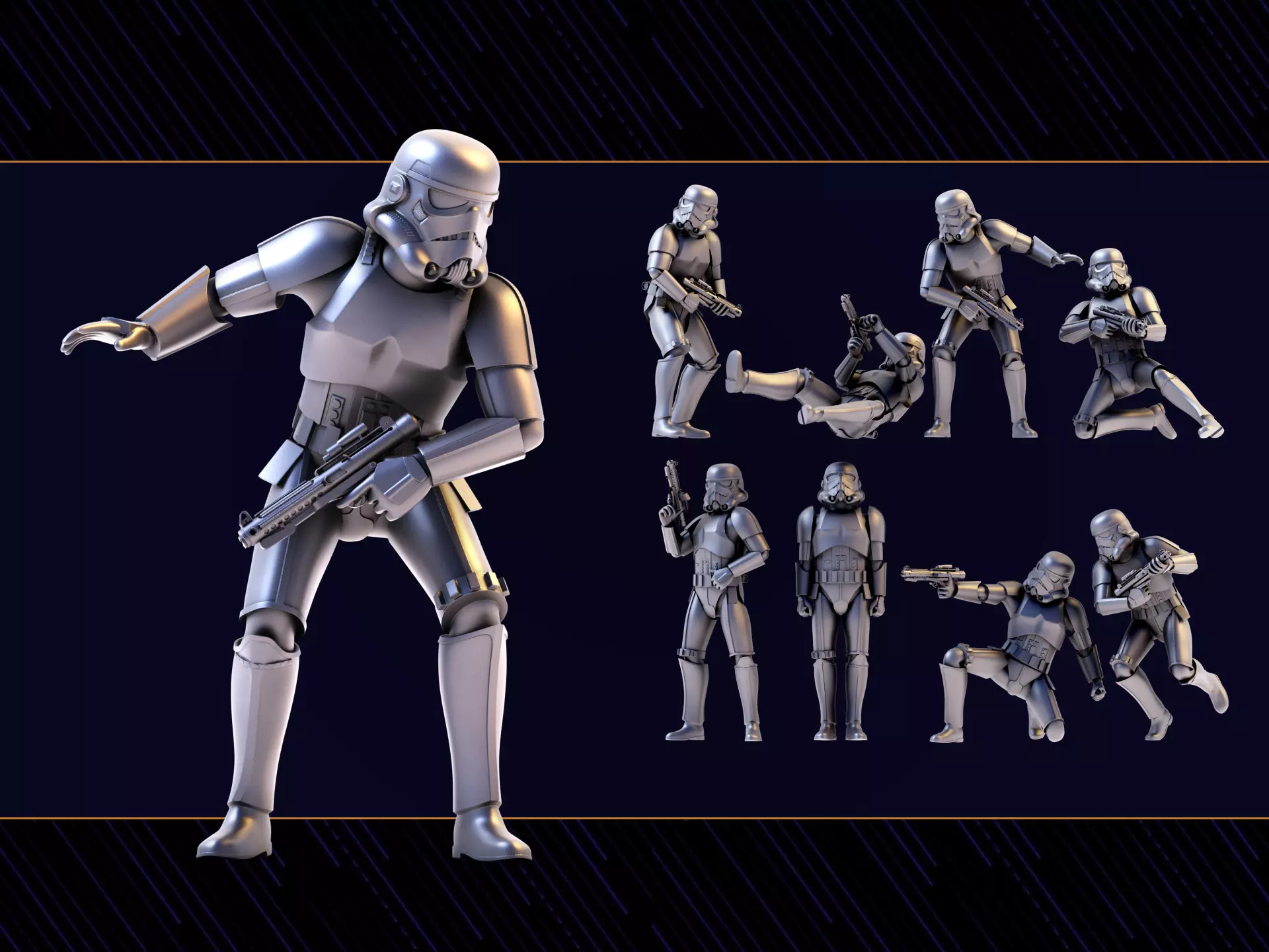 8 Figure Stormtrooper Printable Set-02 3D print model