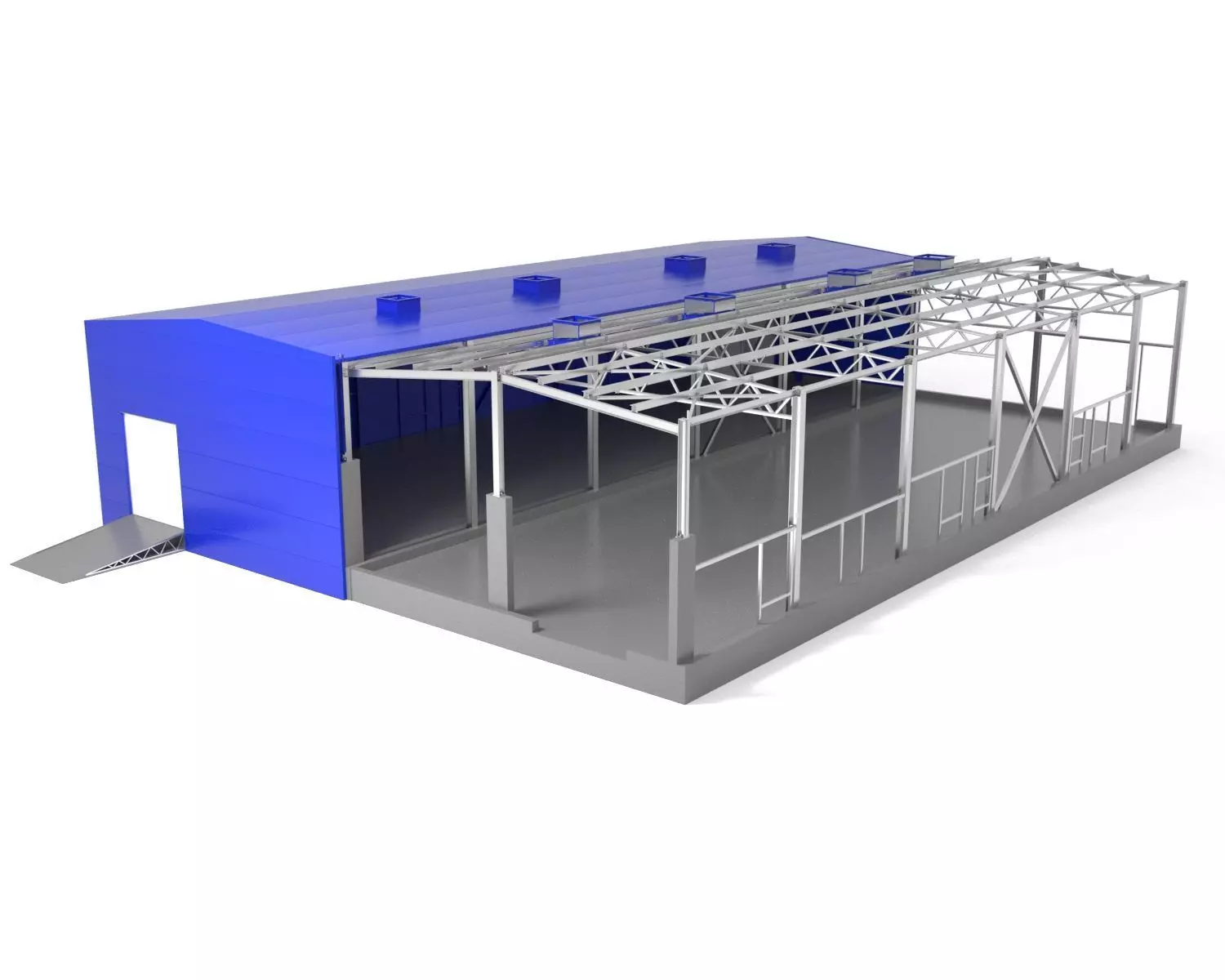 Industrial Metal Hangar 3D model_0