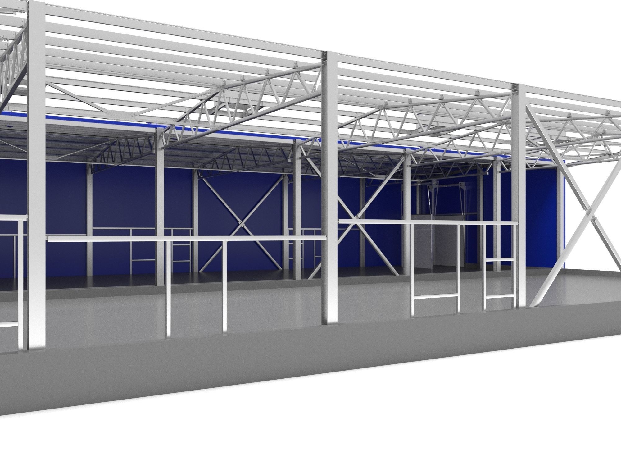 Industrial Metal Hangar 3D model_4