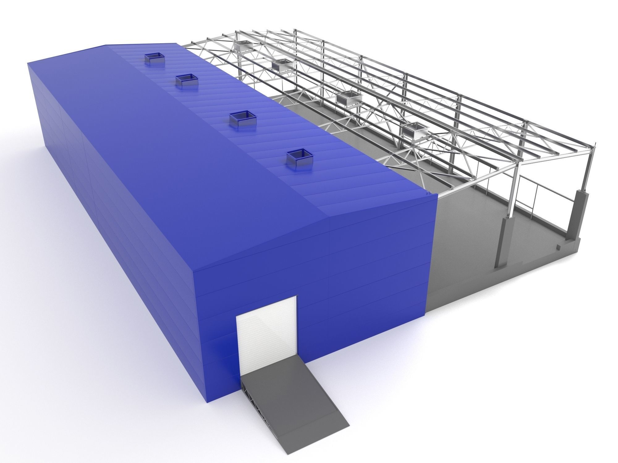 Industrial Metal Hangar 3D model_1