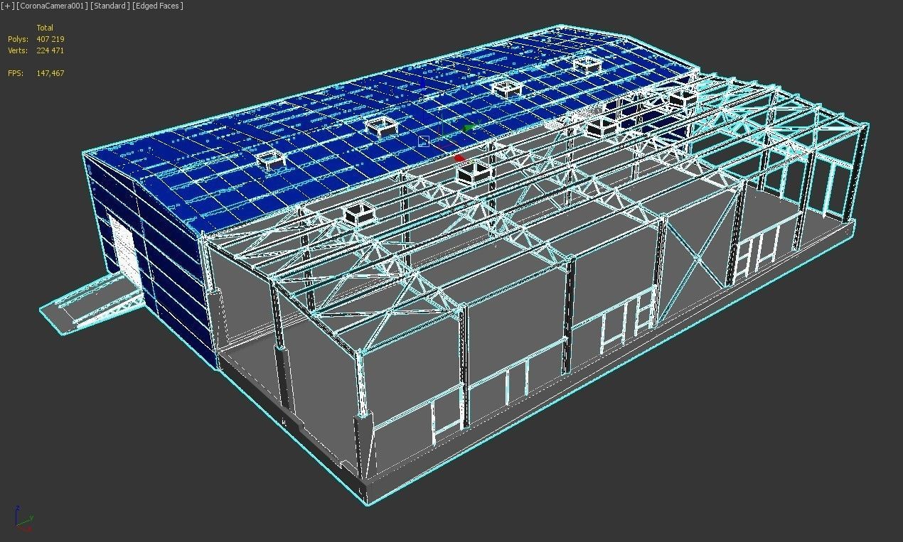 Industrial Metal Hangar 3D model_10