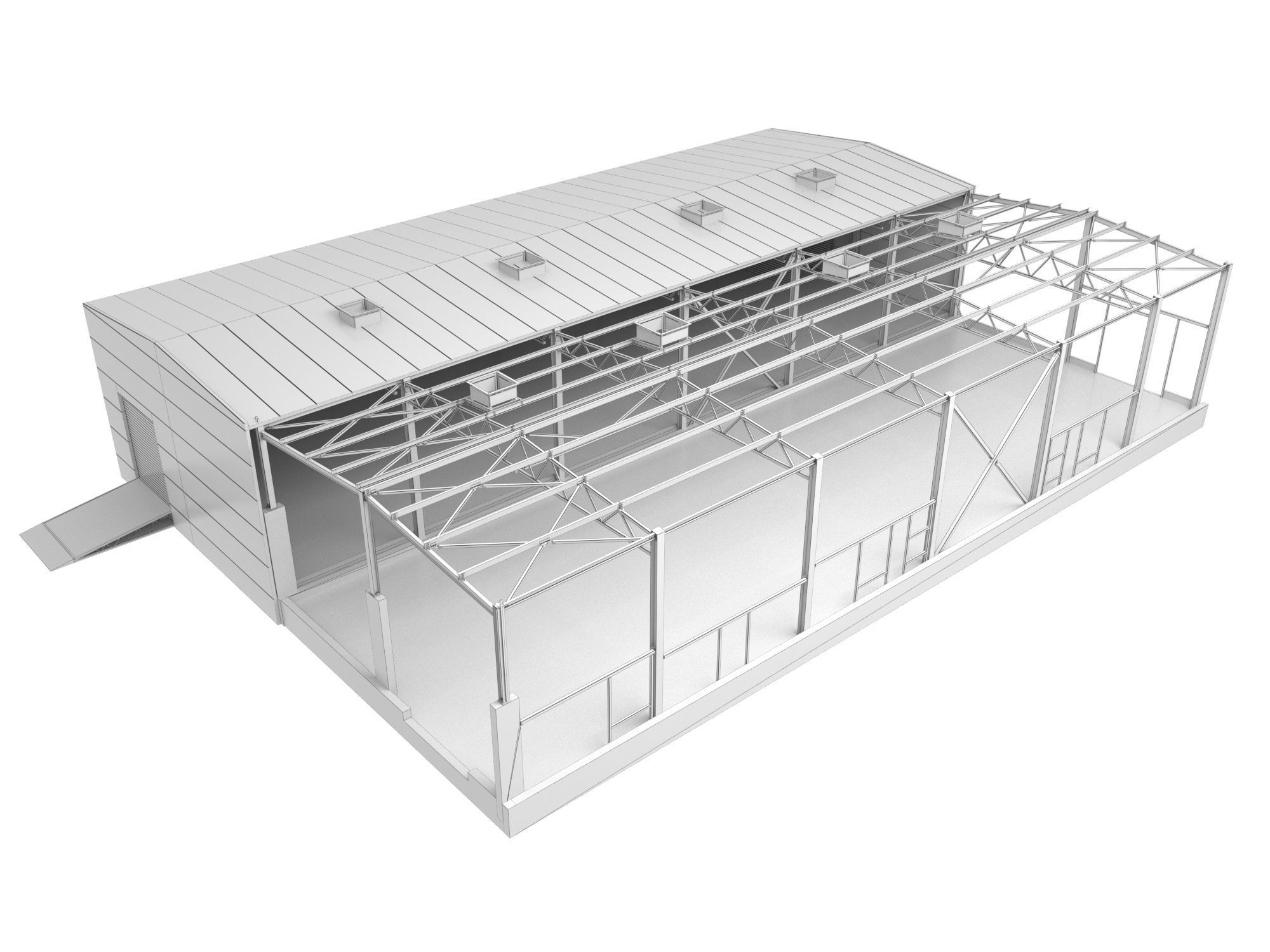 Industrial Metal Hangar 3D model_9