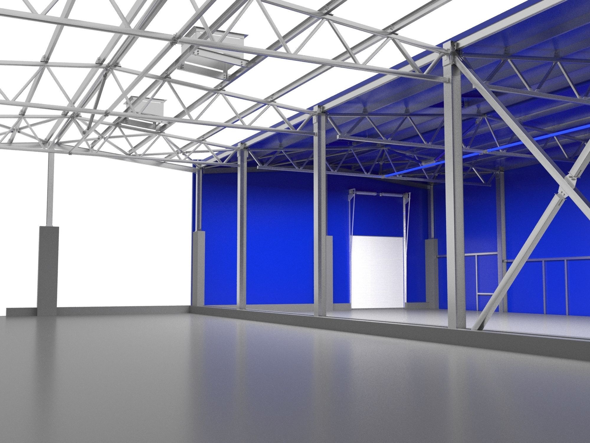 Industrial Metal Hangar 3D model_2