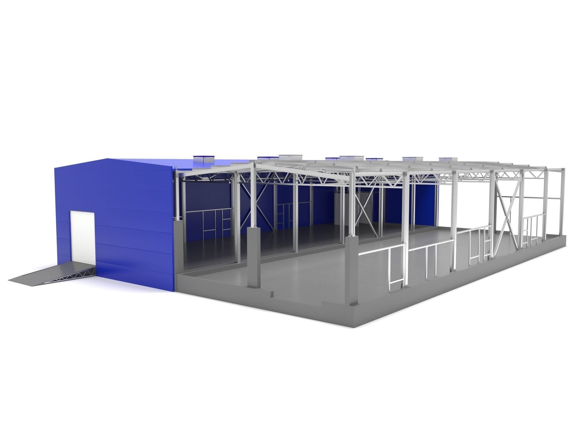 Industrial Metal Hangar 3D model_6