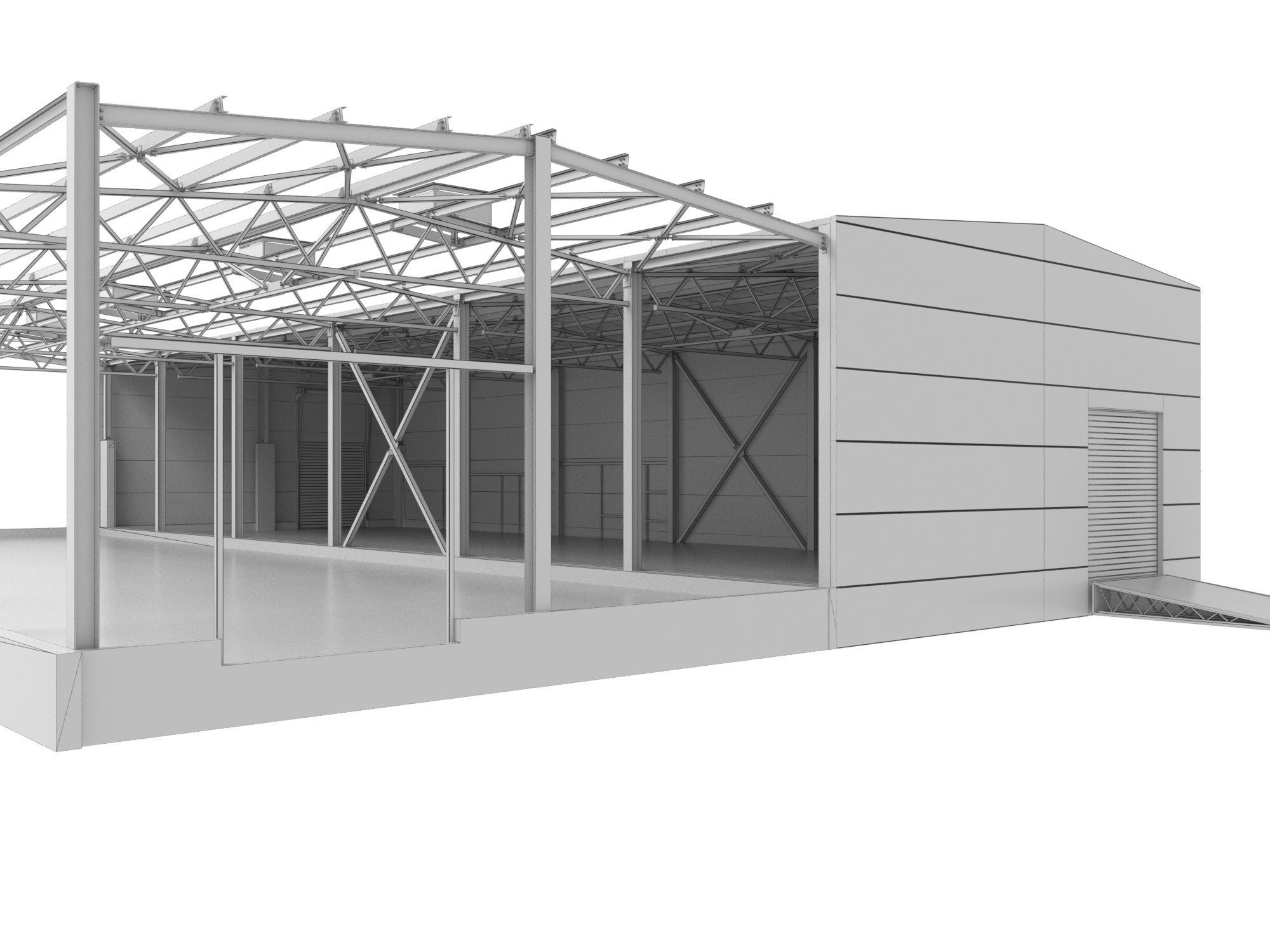 Industrial Metal Hangar 3D model_8