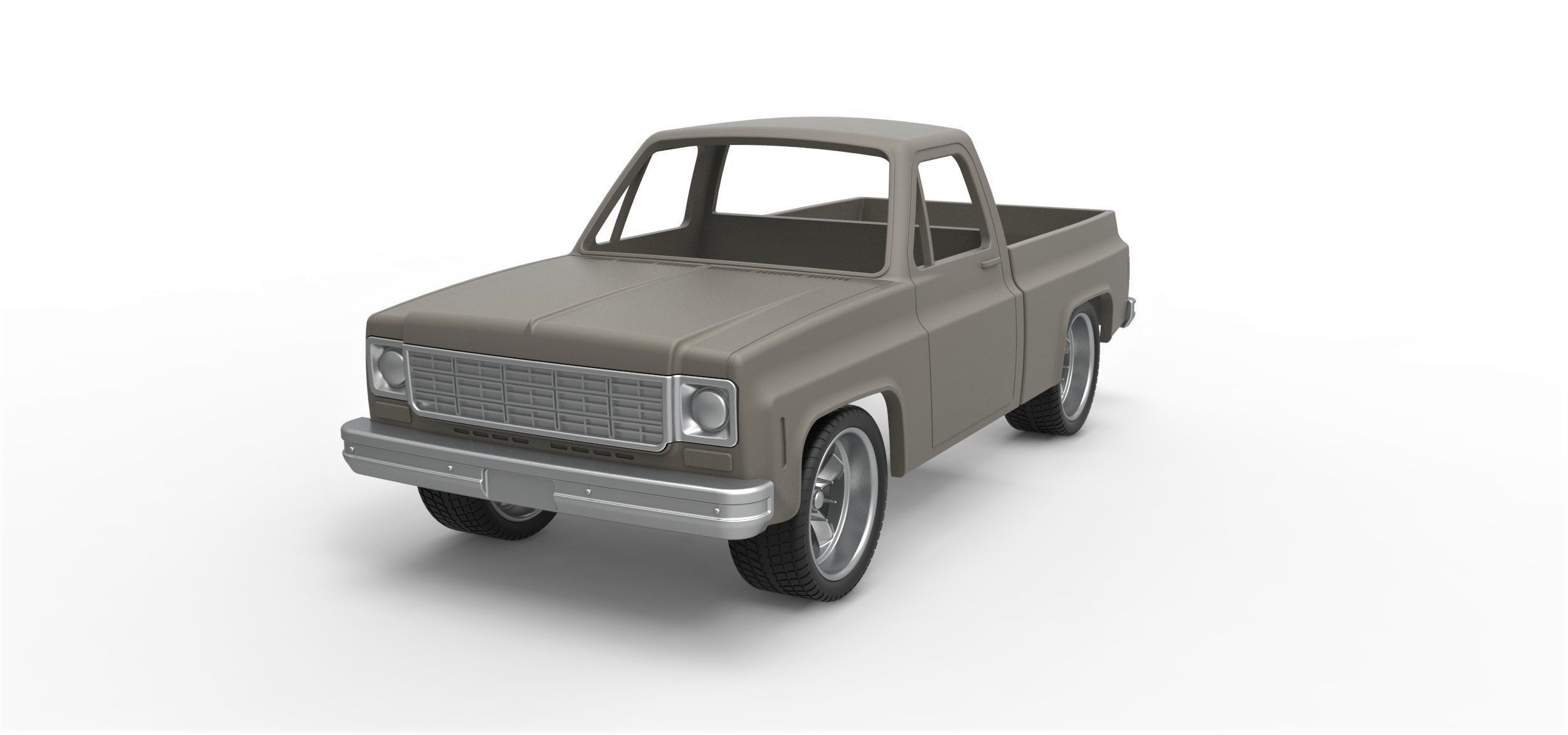 Shell and wheels 1978 Chevrolet C10 Scale 1 to 25 3D print model_2