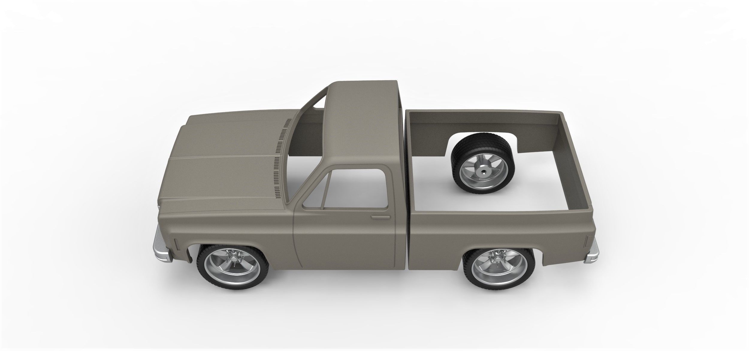 Shell and wheels 1978 Chevrolet C10 Scale 1 to 25 3D print model_6