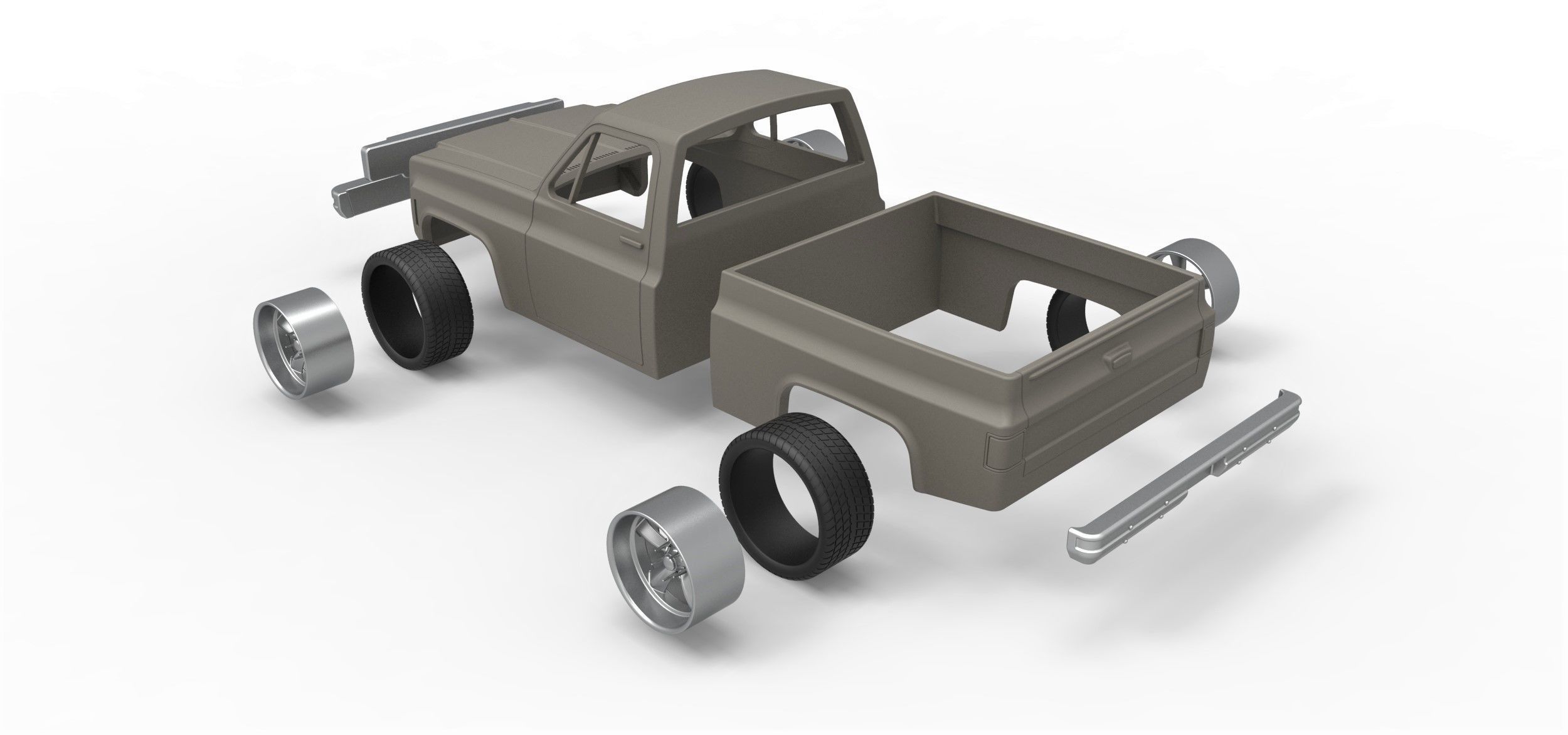 Shell and wheels 1978 Chevrolet C10 Scale 1 to 25 3D print model_12