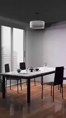 Dining modern room table and chairs 3D model