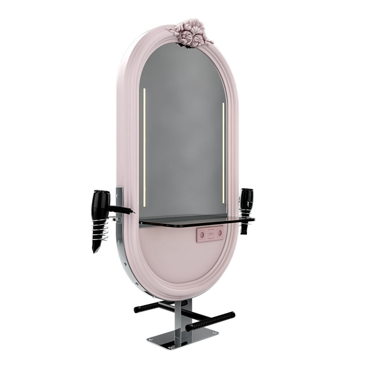 hairdresser table mirror pink chrome 3D model CGTrader