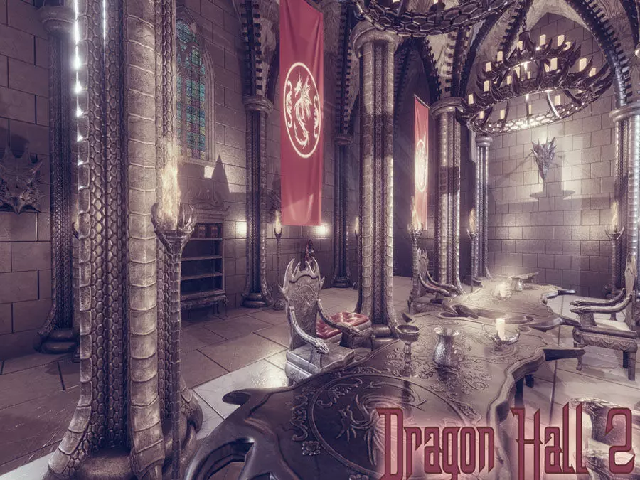 Dragon Hall 2  Low-poly 3D model_0