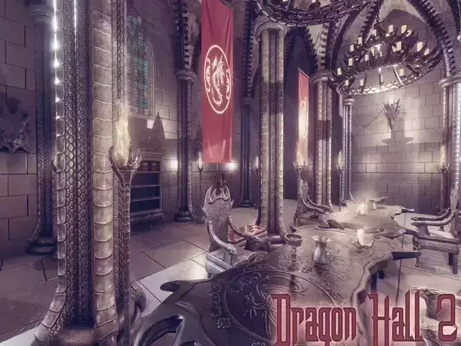 Dragon Hall 2  Low-poly 3D model