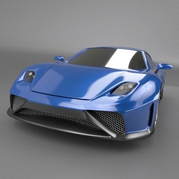 Blue concept car 3D model_8