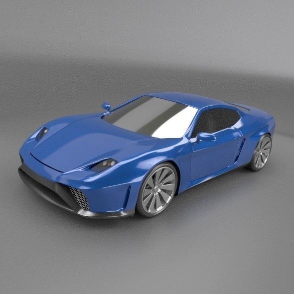 Blue concept car 3D model_5