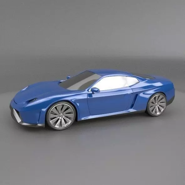 Blue concept car 3D model_0