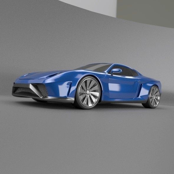Blue concept car 3D model_6
