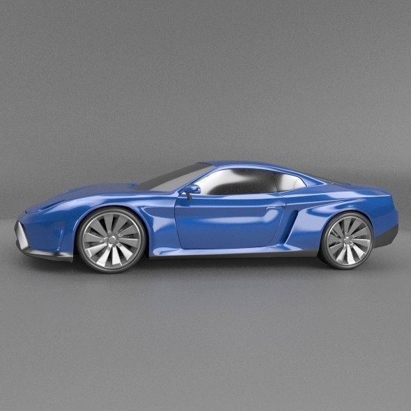 Blue concept car 3D model_3