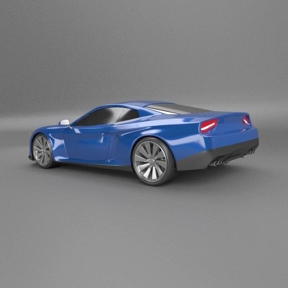 Blue concept car 3D model_2