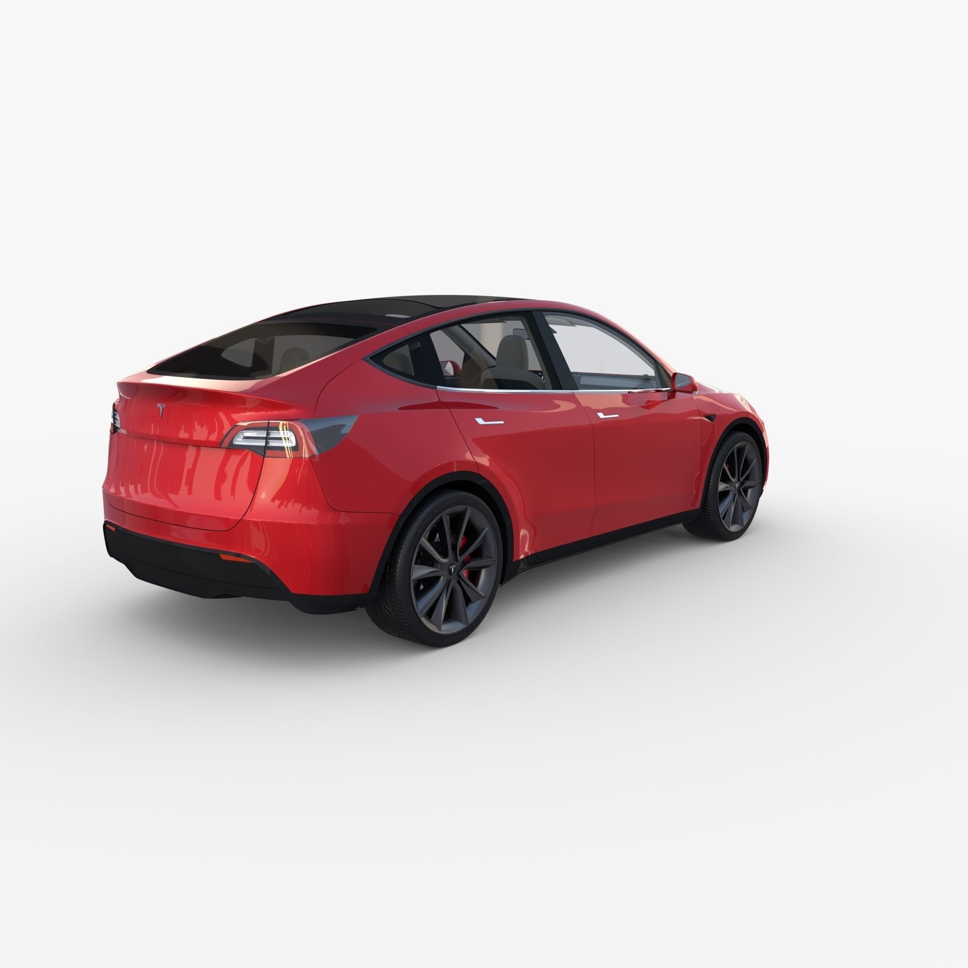 Tesla Model Y AWD Red with interior and chassis 3D model_5