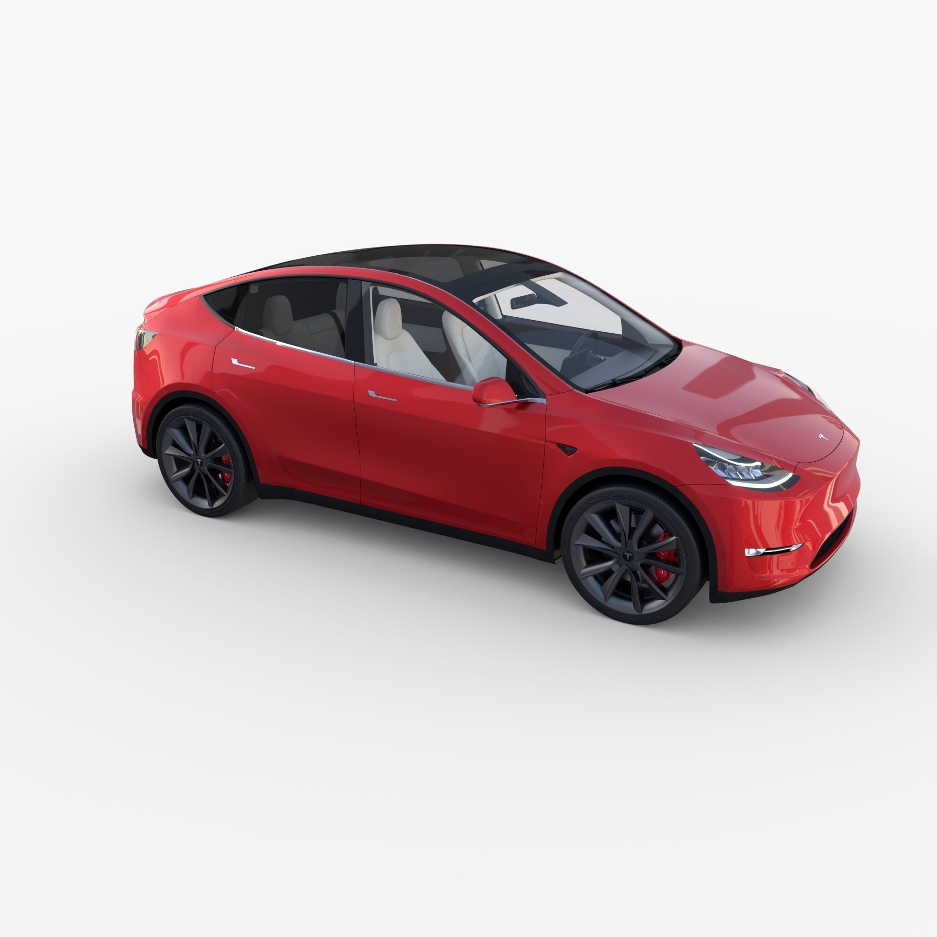 Tesla Model Y AWD Red with interior and chassis 3D model_11