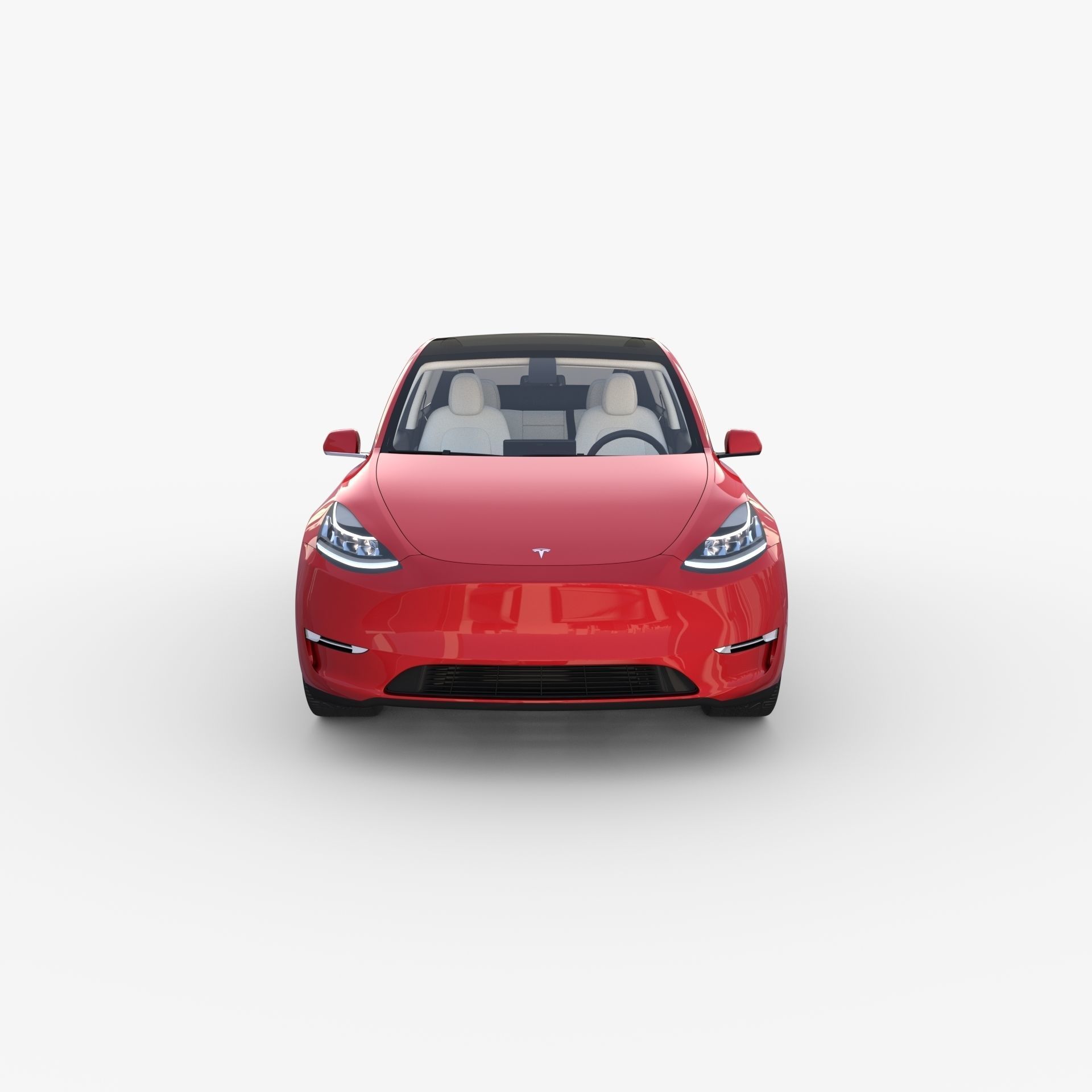 Tesla Model Y AWD Red with interior and chassis 3D model_2
