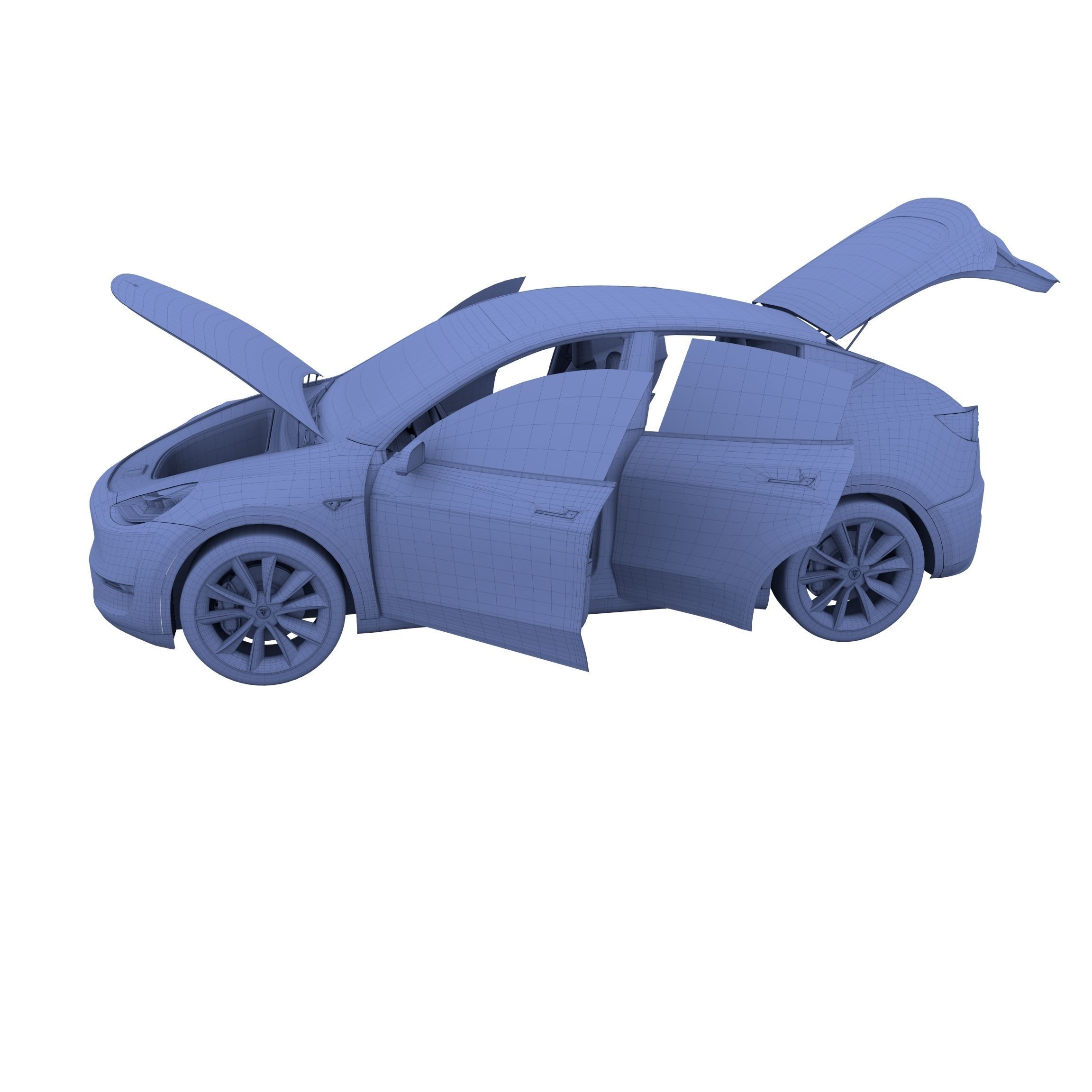 Tesla Model Y AWD Red with interior and chassis 3D model_51