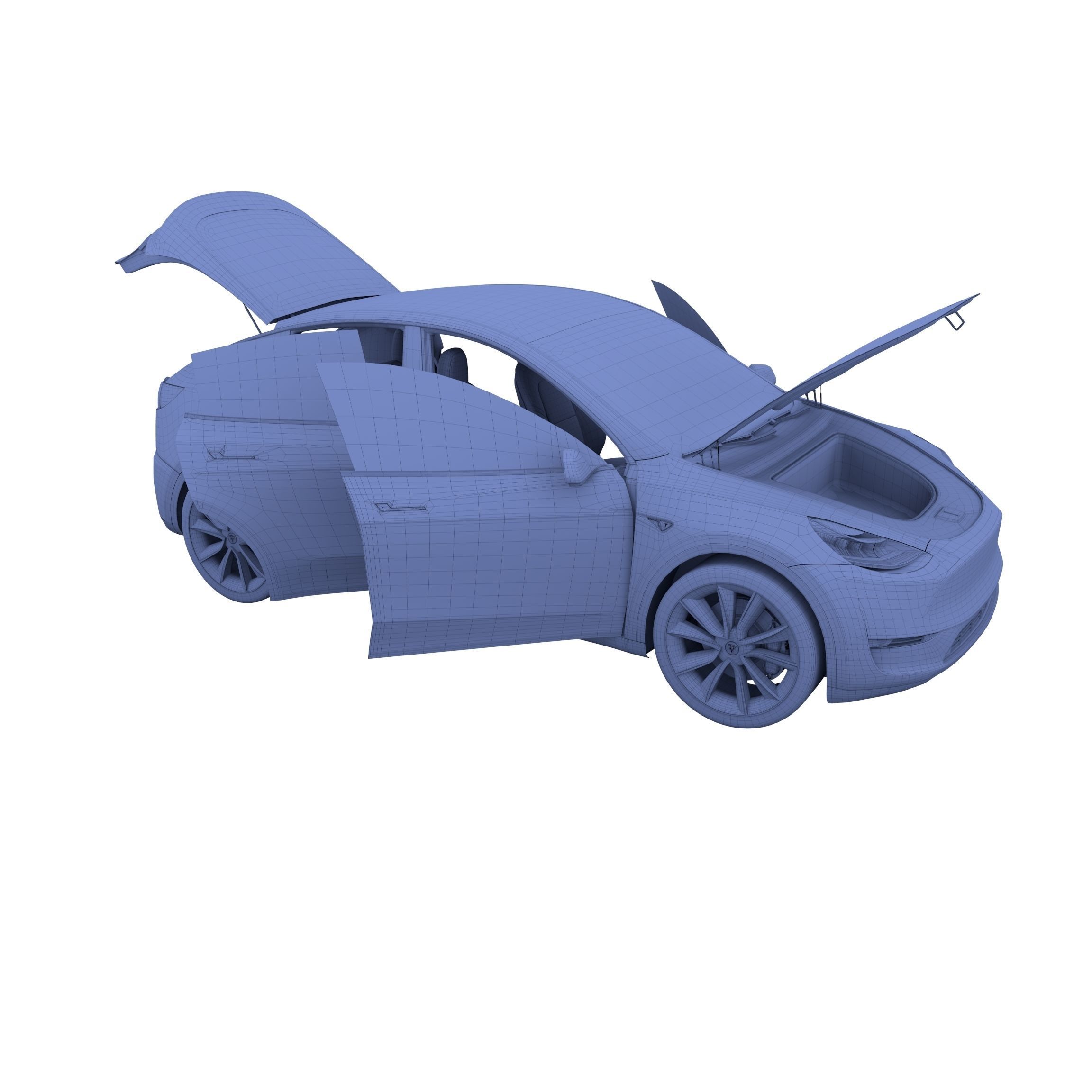 Tesla Model Y AWD Red with interior and chassis 3D model_54