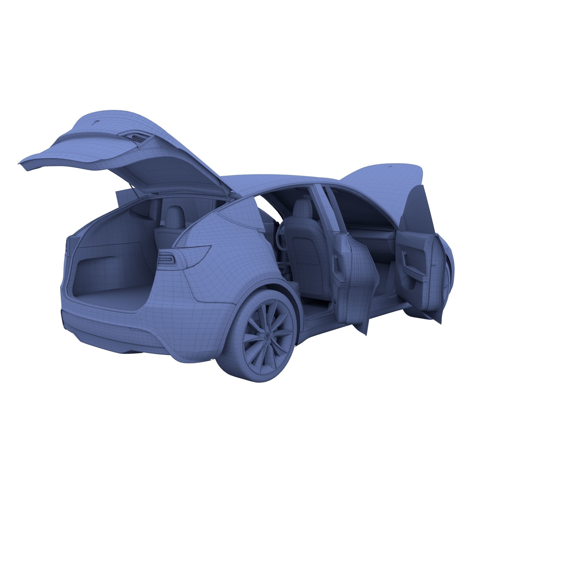 Tesla Model Y AWD Red with interior and chassis 3D model_48