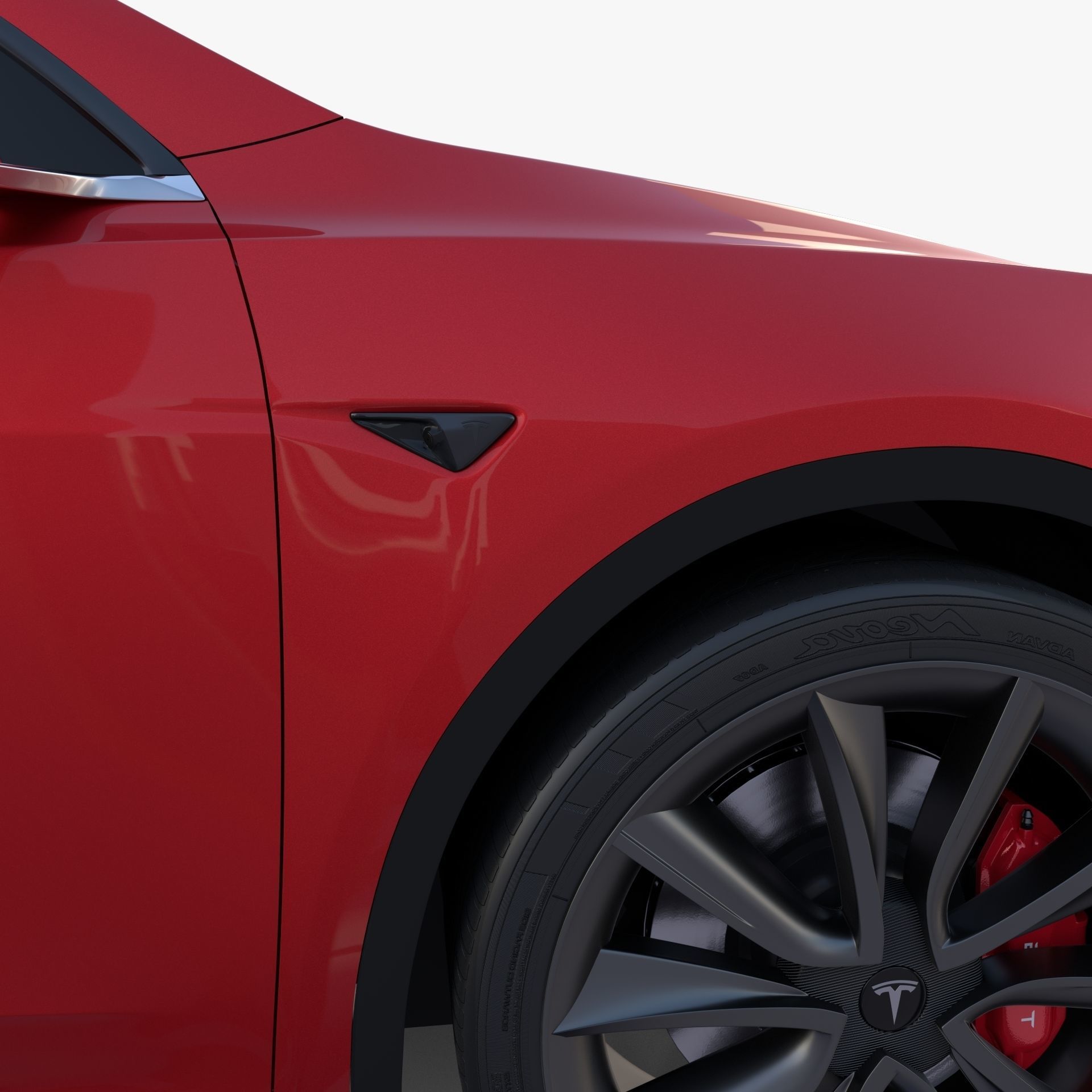 Tesla Model Y AWD Red with interior and chassis 3D model_15