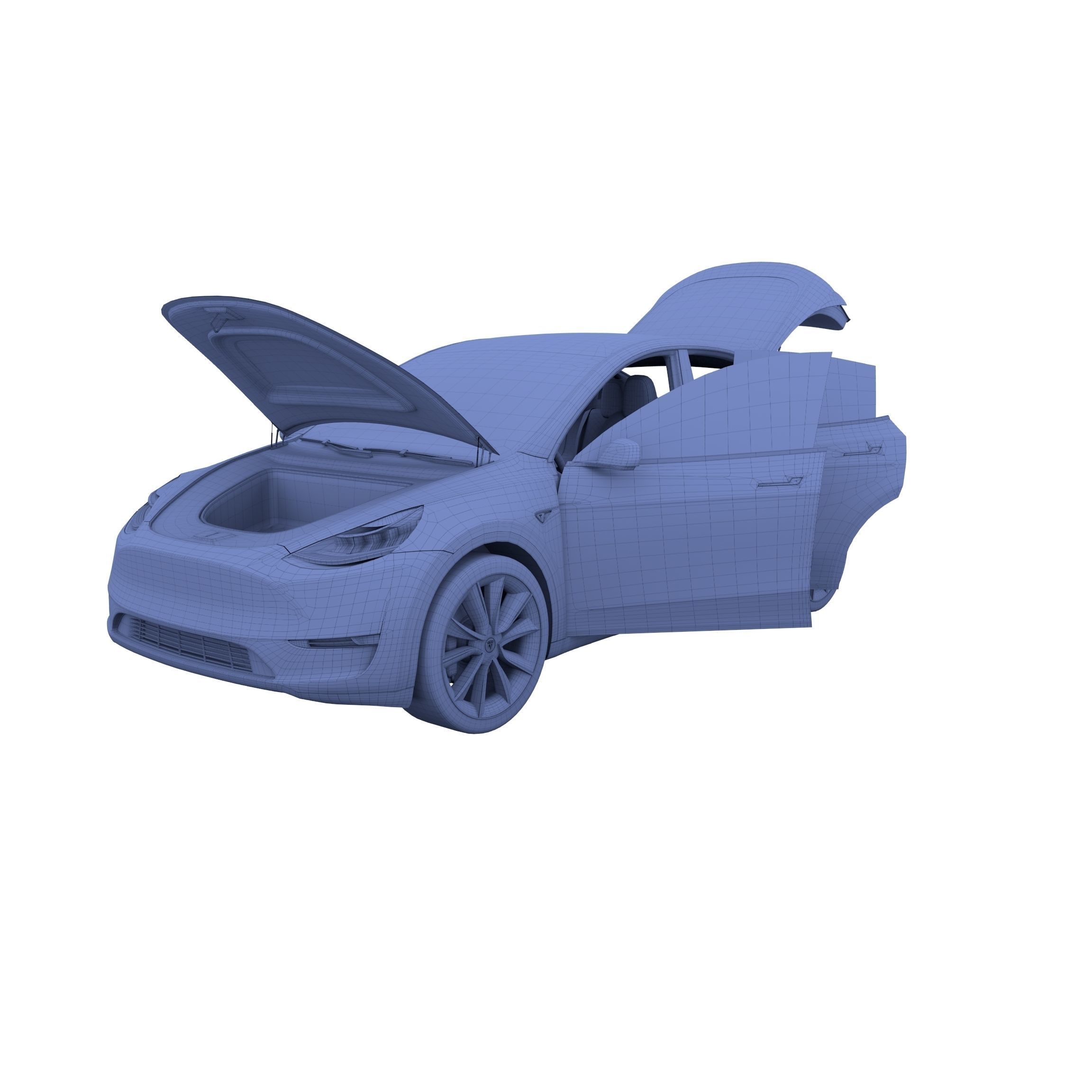 Tesla Model Y AWD Red with interior and chassis 3D model_46