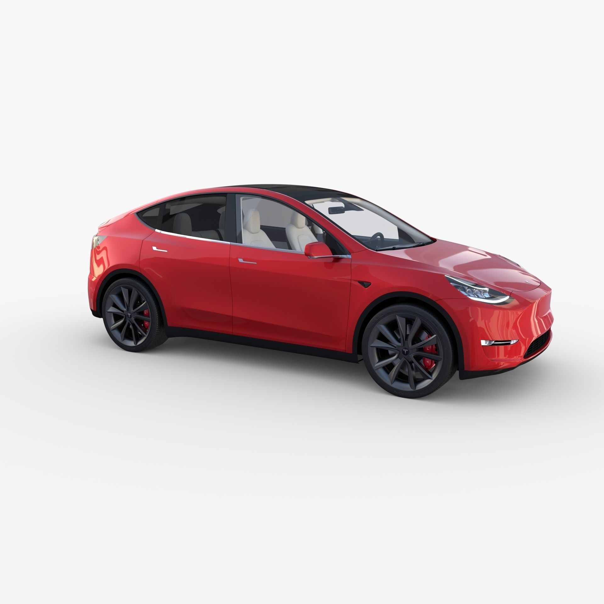 Tesla Model Y AWD Red with interior and chassis 3D model_6
