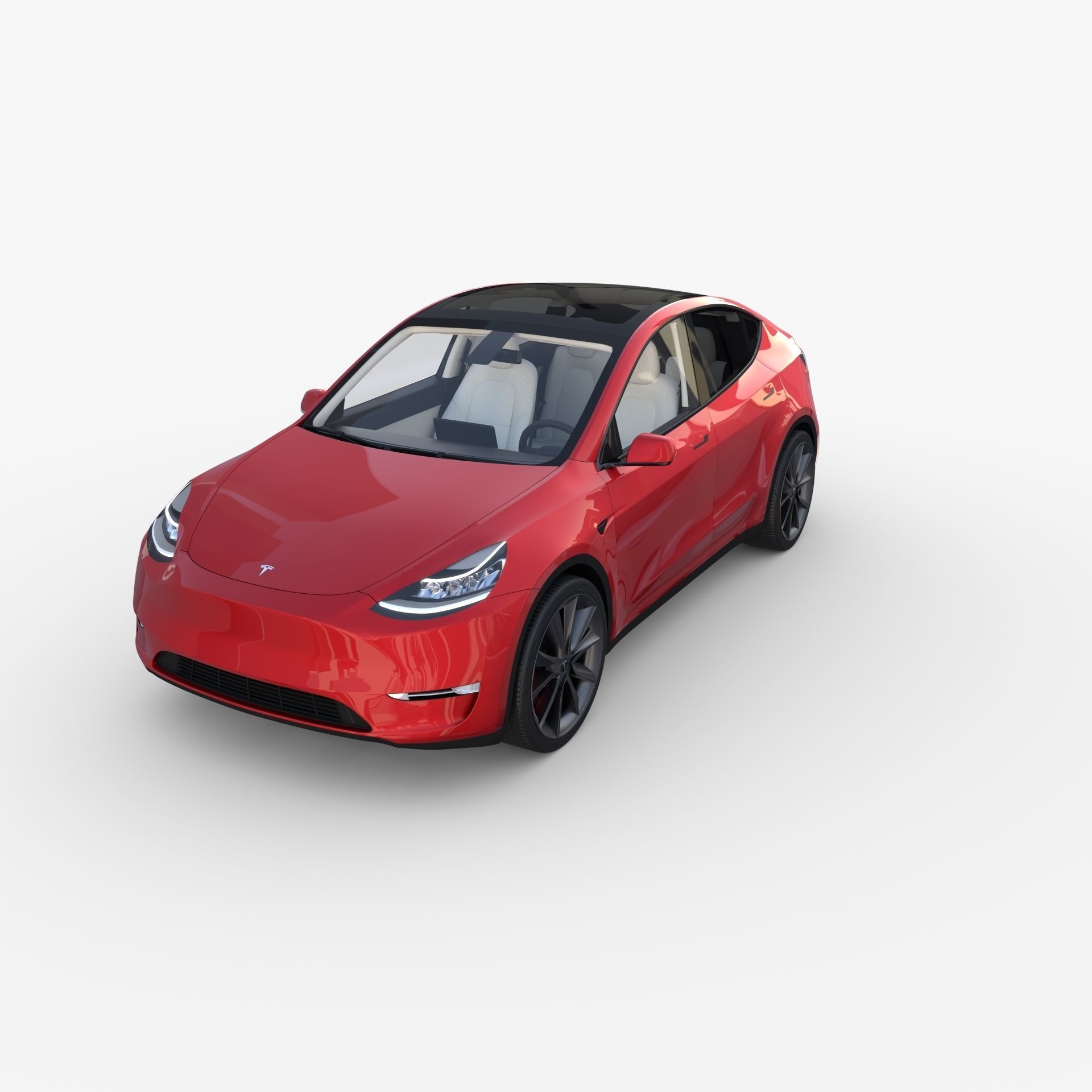 Tesla Model Y AWD Red with interior and chassis 3D model_7