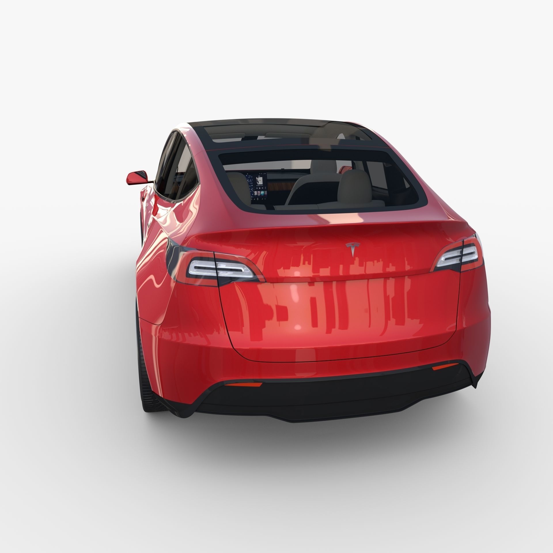 Tesla Model Y AWD Red with interior and chassis 3D model_14