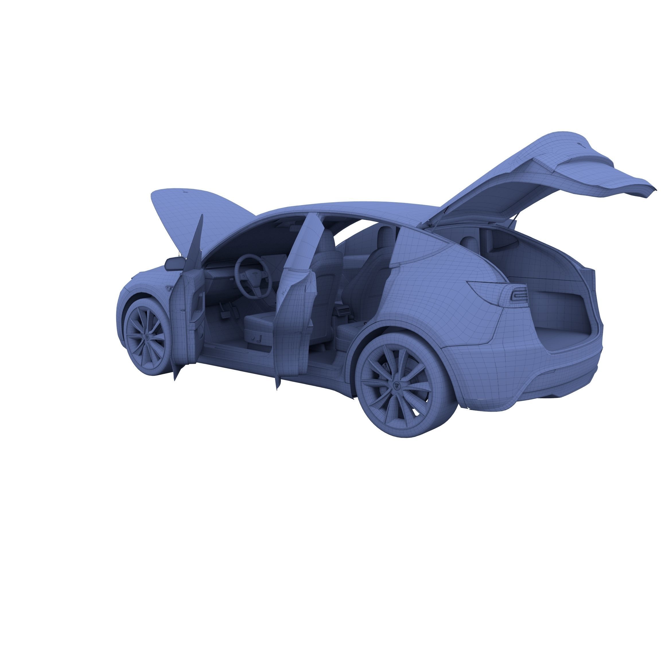 Tesla Model Y AWD Red with interior and chassis 3D model_47