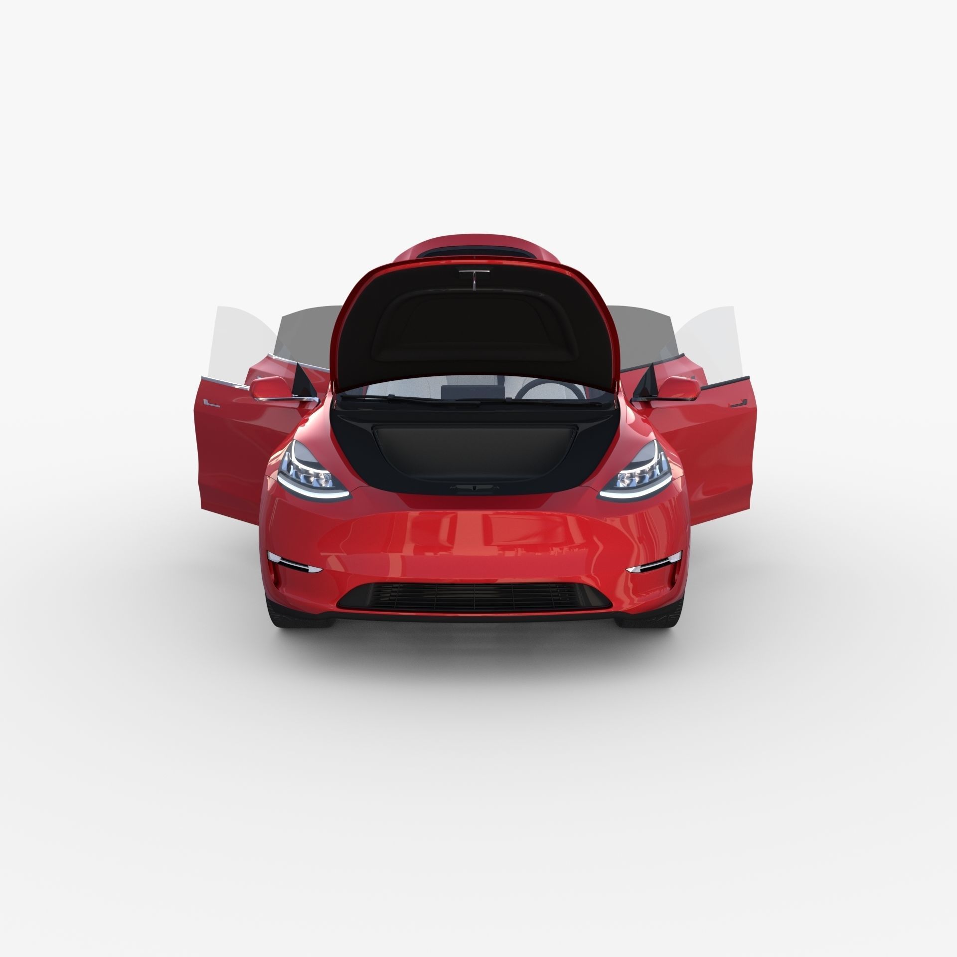 Tesla Model Y AWD Red with interior and chassis 3D model_24