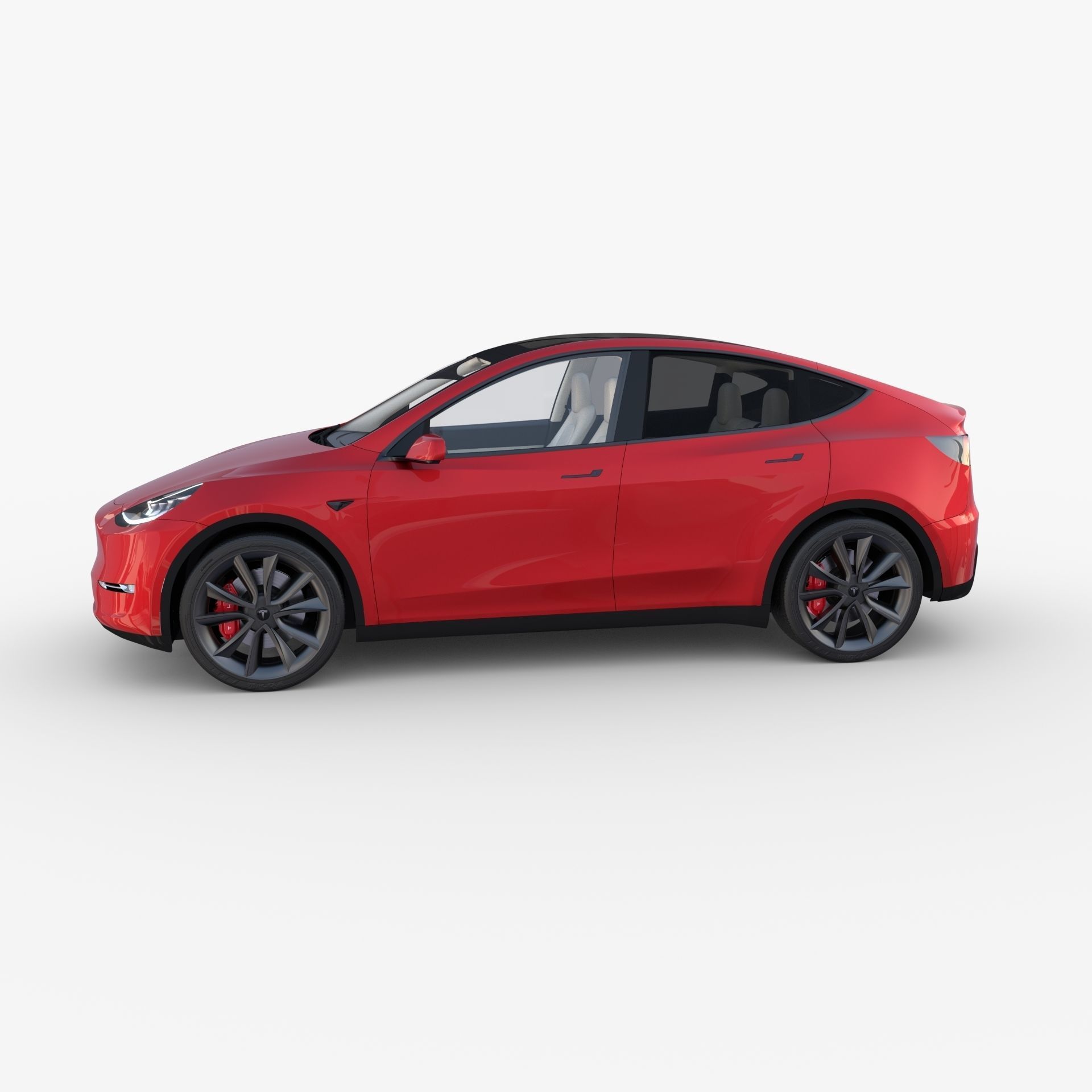 Tesla Model Y AWD Red with interior and chassis 3D model_3